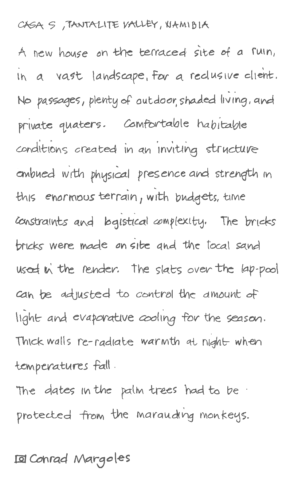 Text describing architectural project
